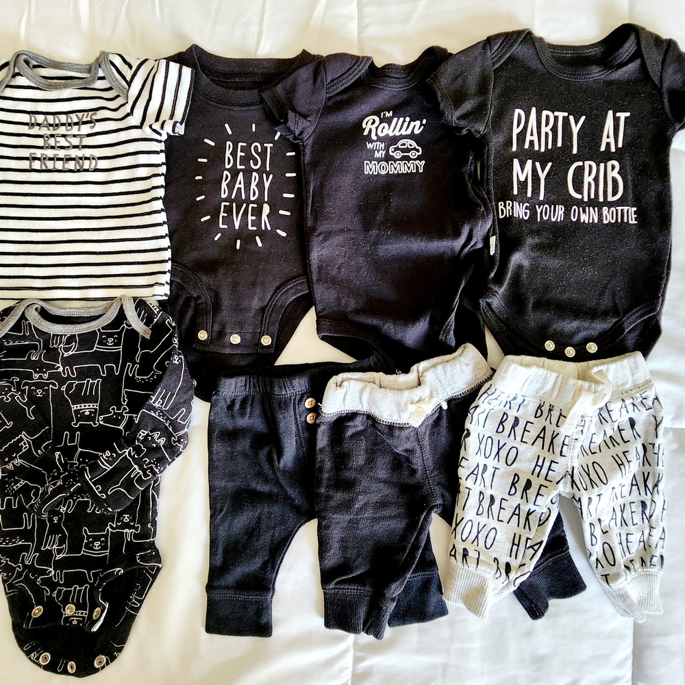 Black and White Baby Onesies and Pants Set